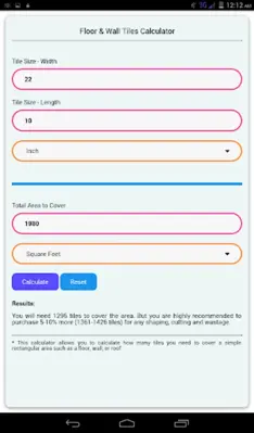 Floor & Wall Tiles Calculator android App screenshot 0