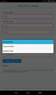 Floor & Wall Tiles Calculator android App screenshot 1